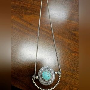 Silver and Turquoise Pendant Necklace